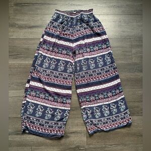 Garage Womens Paisley Print Wide Leg Pants Boho Indie Artsy Festival Size Medium